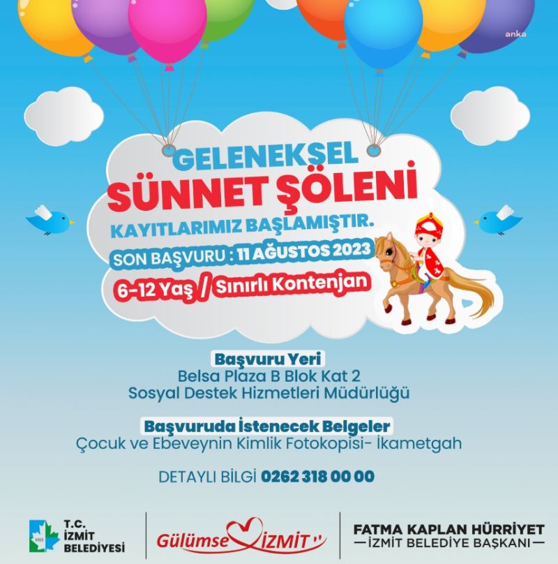 İZMİT BELEDİYESİ’NİN GELENEKSEL TOPLU SÜNNET ŞÖLENİ’NDE 2. KAYIT DÖNEMİ BAŞLADI