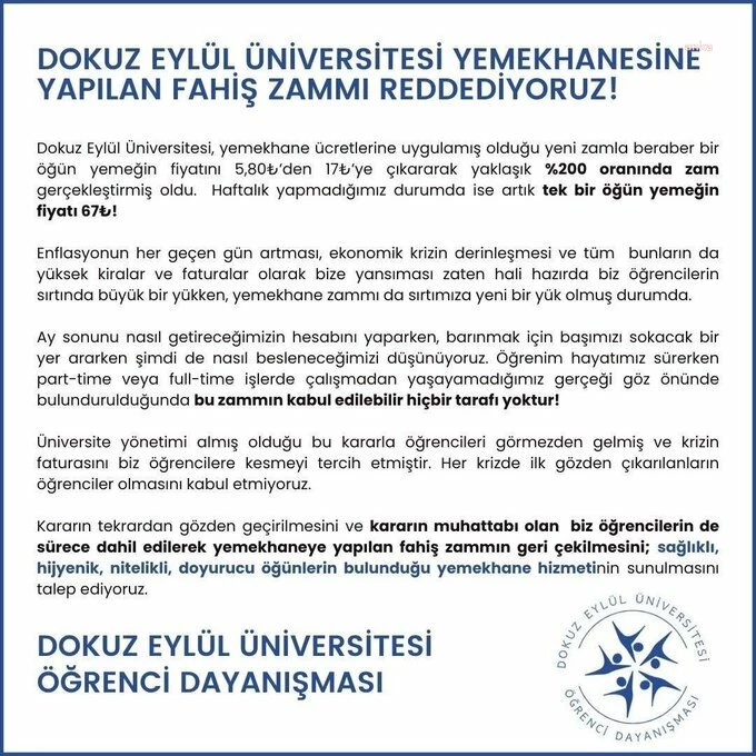 DOKUZ EYLÜL ÜNİVERSİTESİ ÖĞRENCİLERİNDEN TEPKİ: 