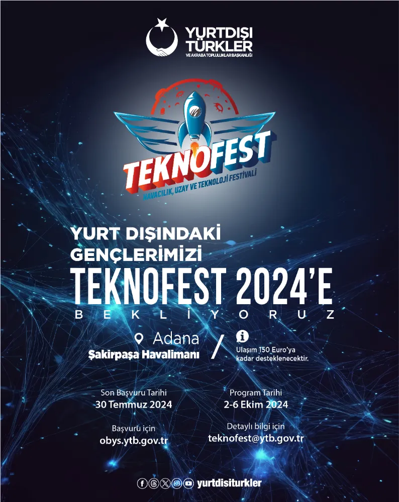 YURT DIŞINDA YAŞAYAN GENÇLERİMİZ YTB’NİN DESTEĞİYLE TEKNOFEST 2024 ADANA’DA YERİNİ ALIYOR…  
